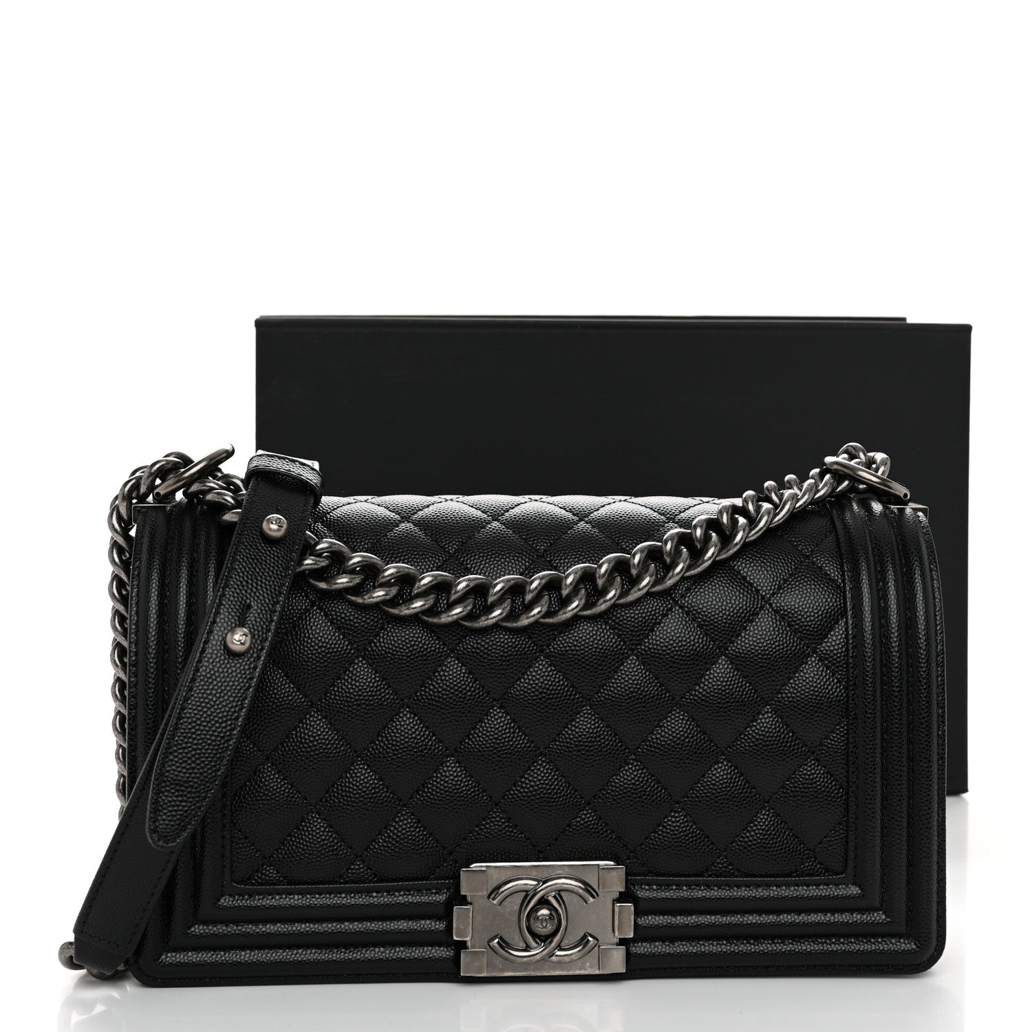 Chanel Caviar Quilted Medium Boy Flap Black 11 of 11