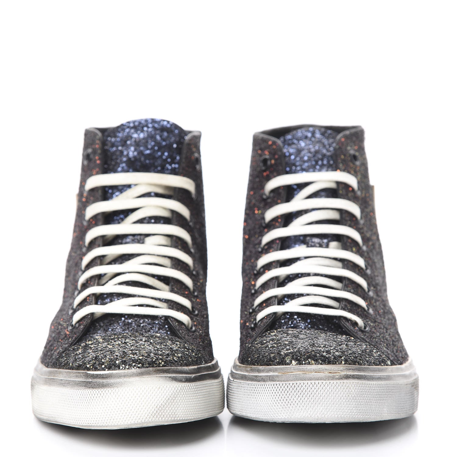 Saint Laurent Rubber Glitter Mens Bedford Hightop Sneakers 42 Multicolor 2 of 11