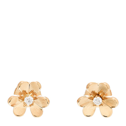 Van Cleef & Arpels 18K Yellow Gold Diamond Mini Frivole Earrings 1 of 5