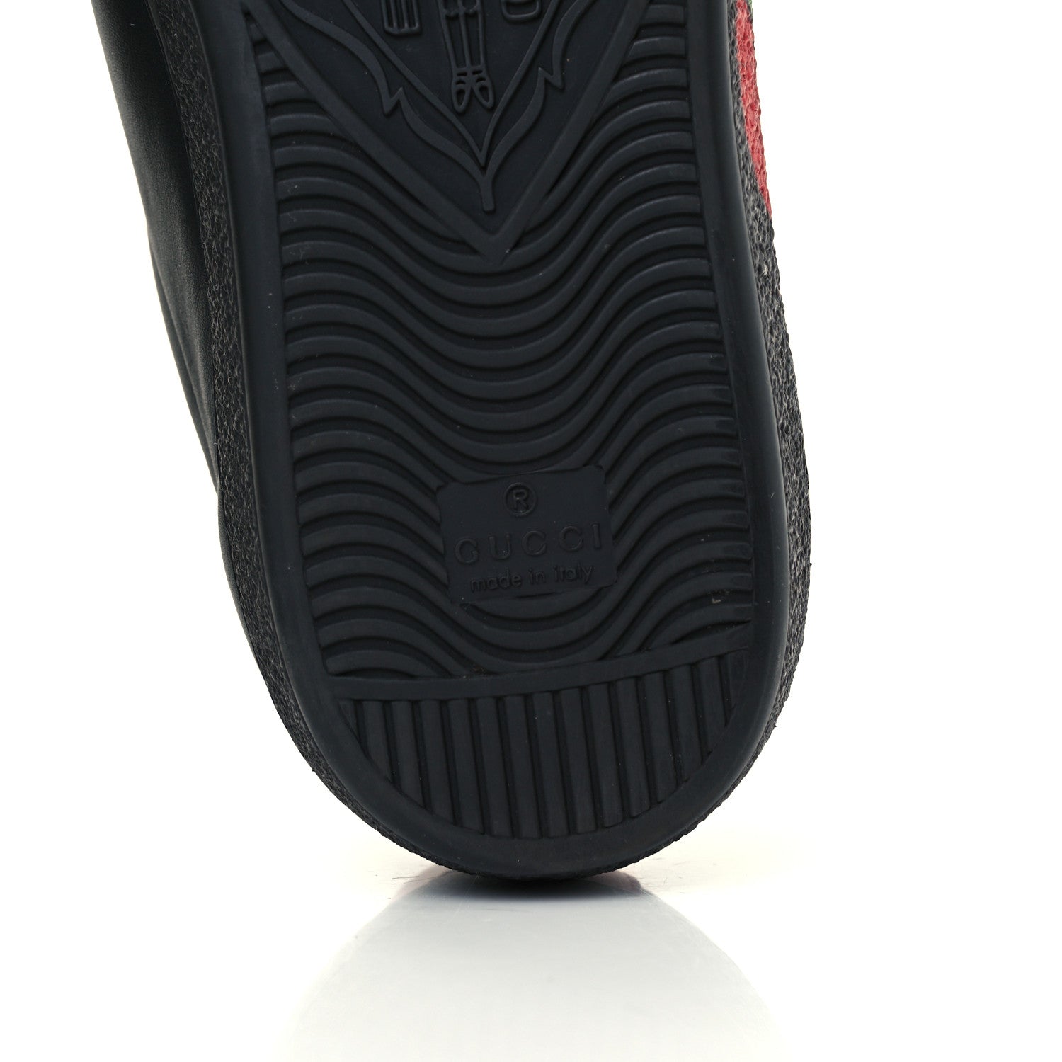 Gucci Calfskin Interlocking G Mens New Ace Sneakers 8 Black Red Flame Green 9 of 10