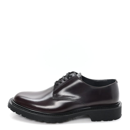 Saint Laurent Calfskin Mens Army 20 Derby Shoes 43 Dark Wine 1 of 9