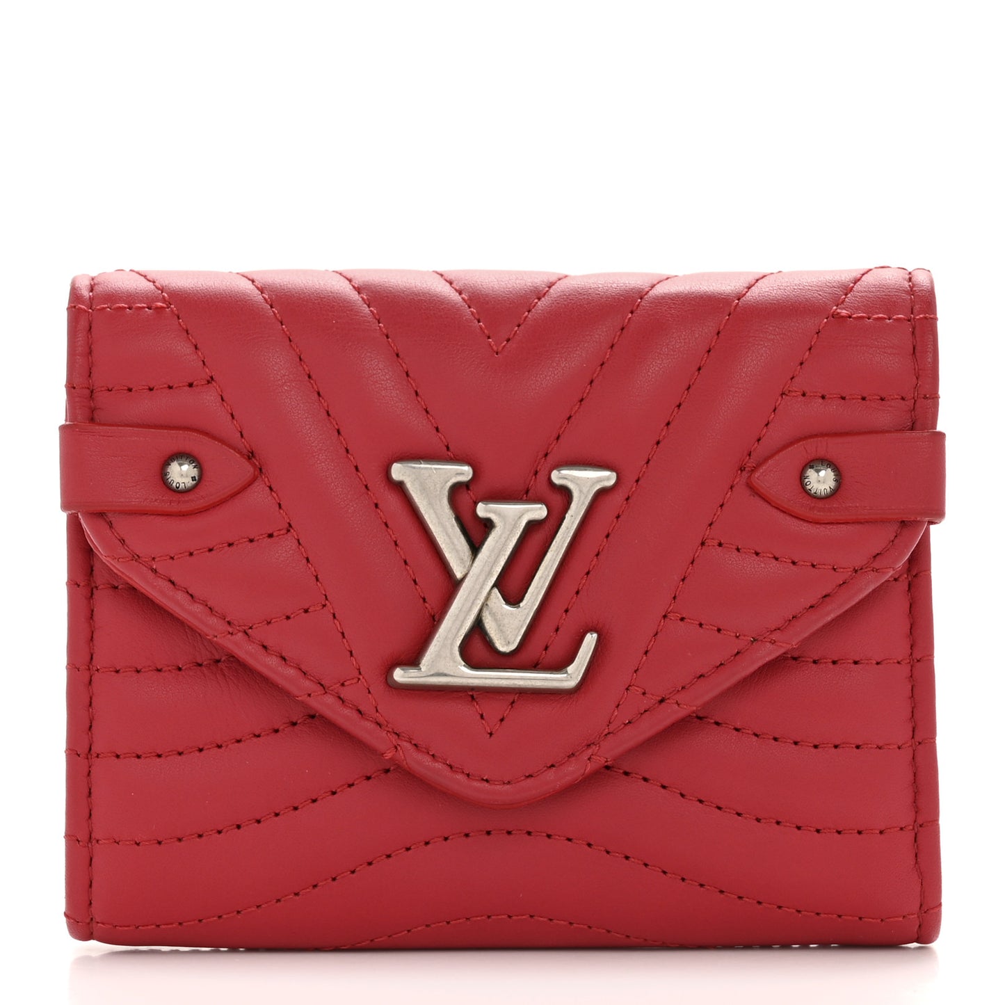 Calfskin New Wave Compact Wallet Rouge