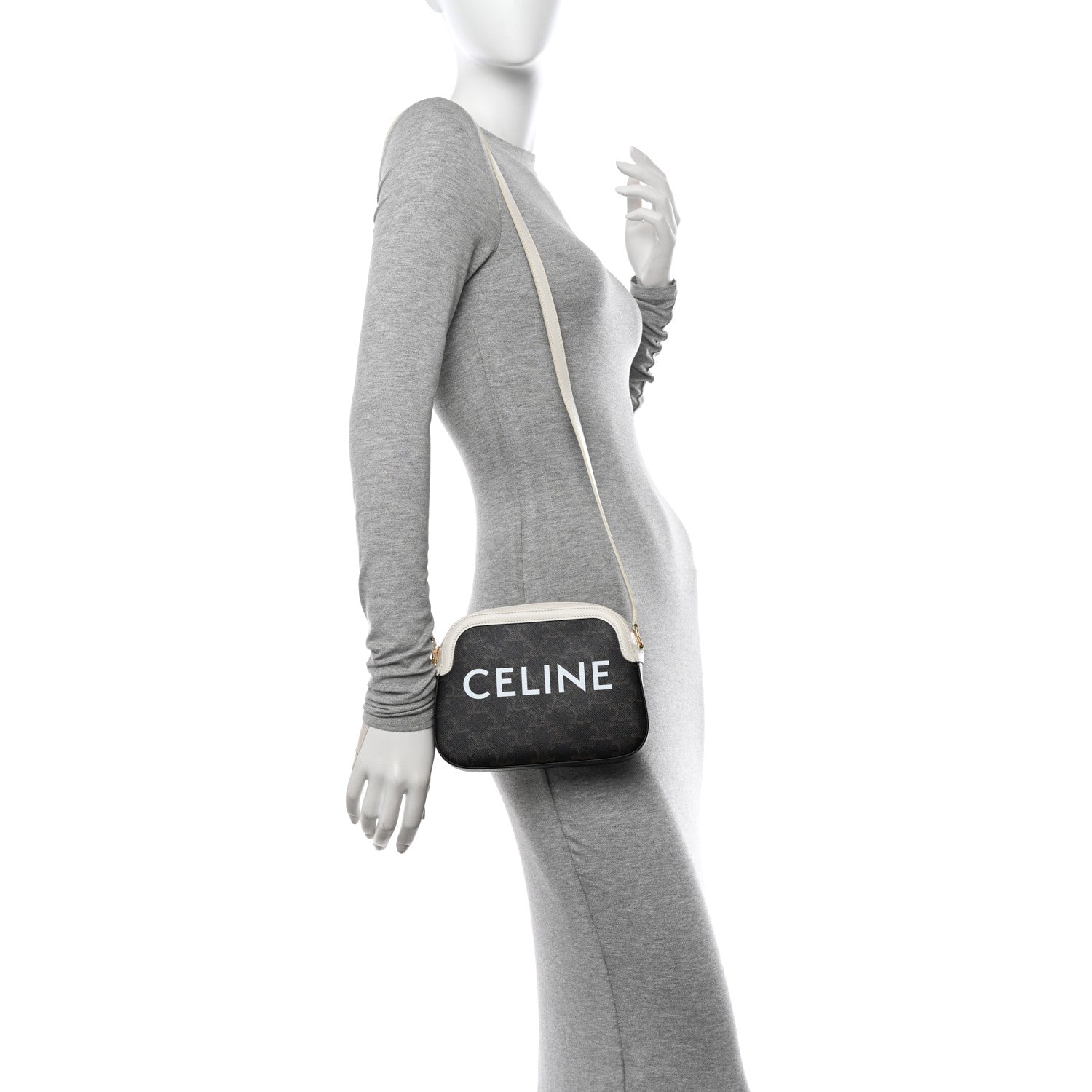 Celine Triomphe Canvas Small Camera Bag White 2 of 10
