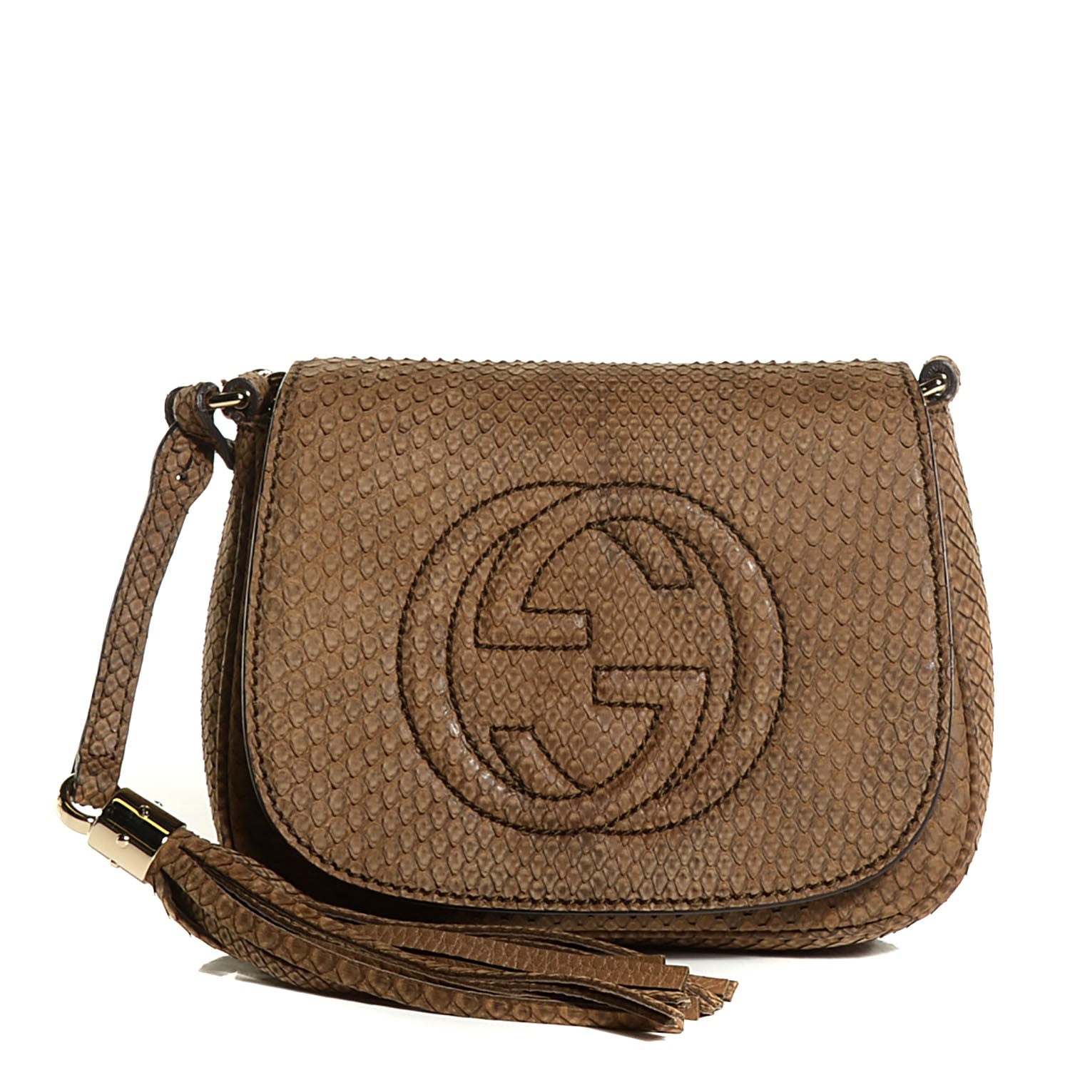Gucci Python Small Soho Flap Crossbody Beige 12 of 22