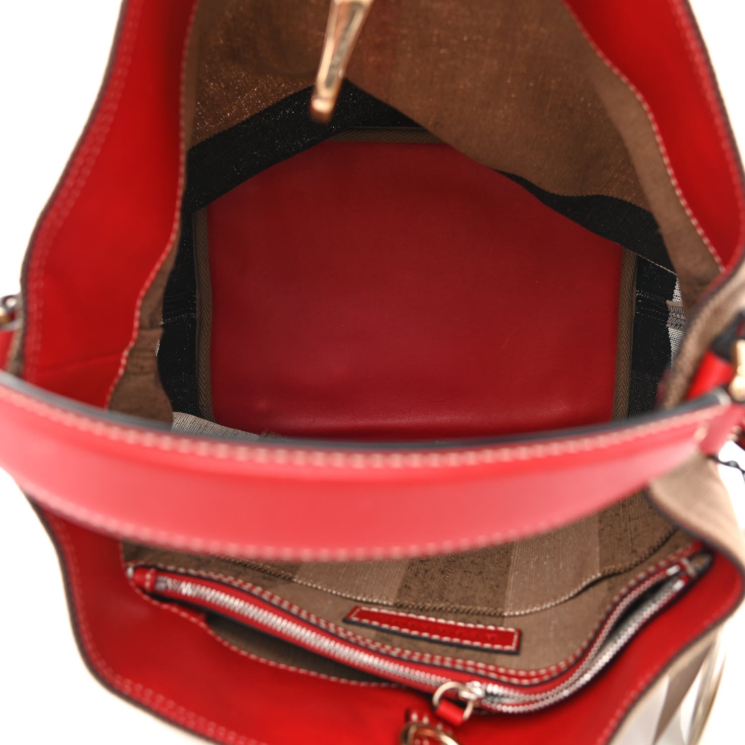 Burberry Canvas Mega Check Medium Ashby Hobo Cadmium Red 5 of 13