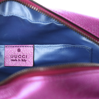 Gucci Laminated Nappa Matelasse Small GG Marmont Chain Shoulder Bag Fuxia Rosso Rosa 7 of 11
