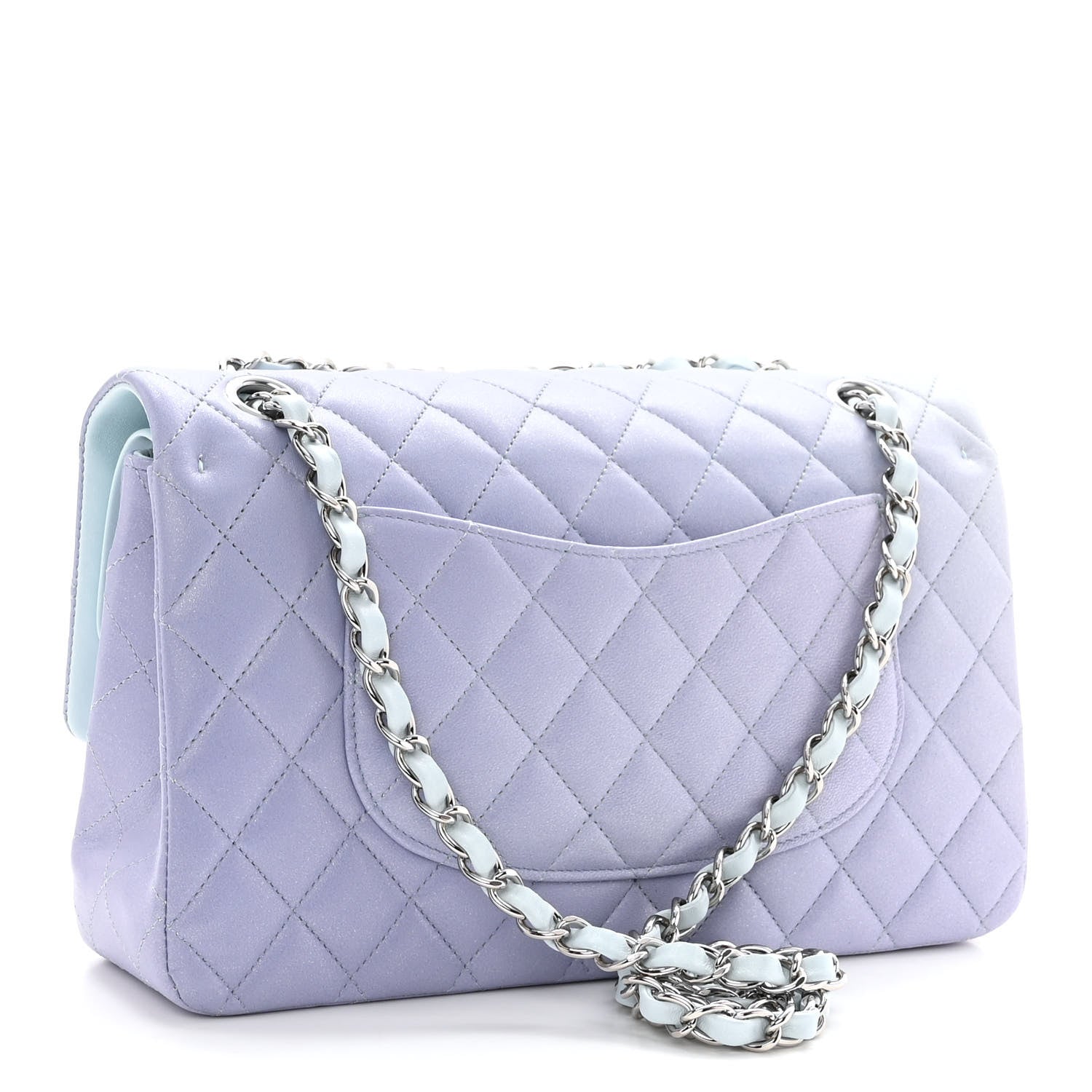 Chanel Perforated Lambskin Quilted Medium Double Flap Light Blue Light Purple White 3 of 10