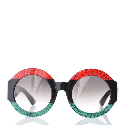 Gucci Acetate Round GG0084S Sunglasses Black Red Green 2 of 6