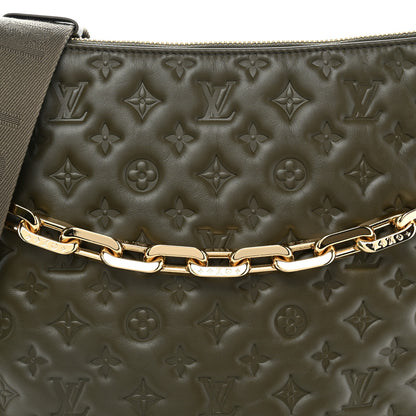 Louis Vuitton Calfskin Embossed Monogram Coussin Hobo Dark Kaki 7 of 9