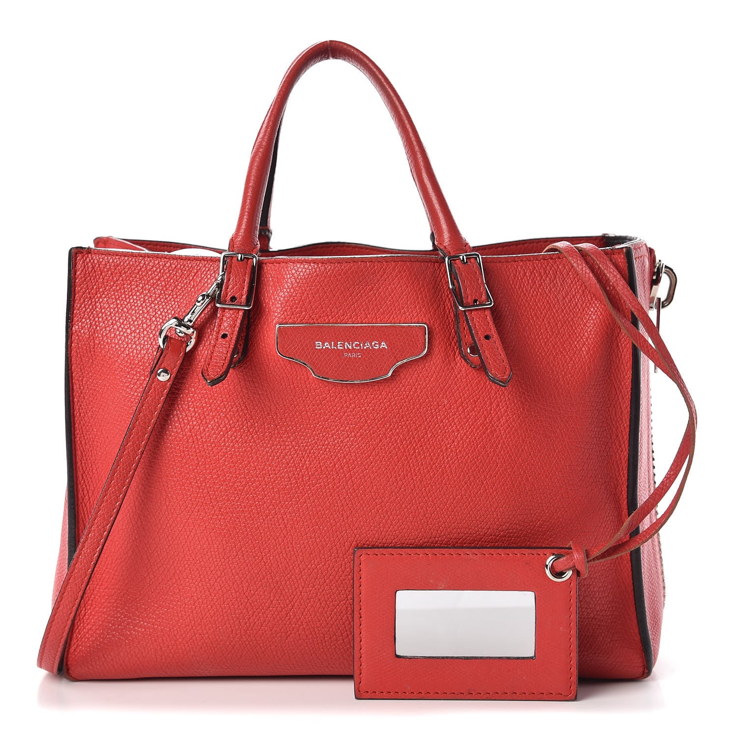 Balenciaga Grained Calfskin Plate Hardware Papier A6 Zip Around Tote Rouge Houx 1 of 16