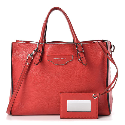 Balenciaga Grained Calfskin Plate Hardware Papier A6 Zip Around Tote Rouge Houx 1 of 16