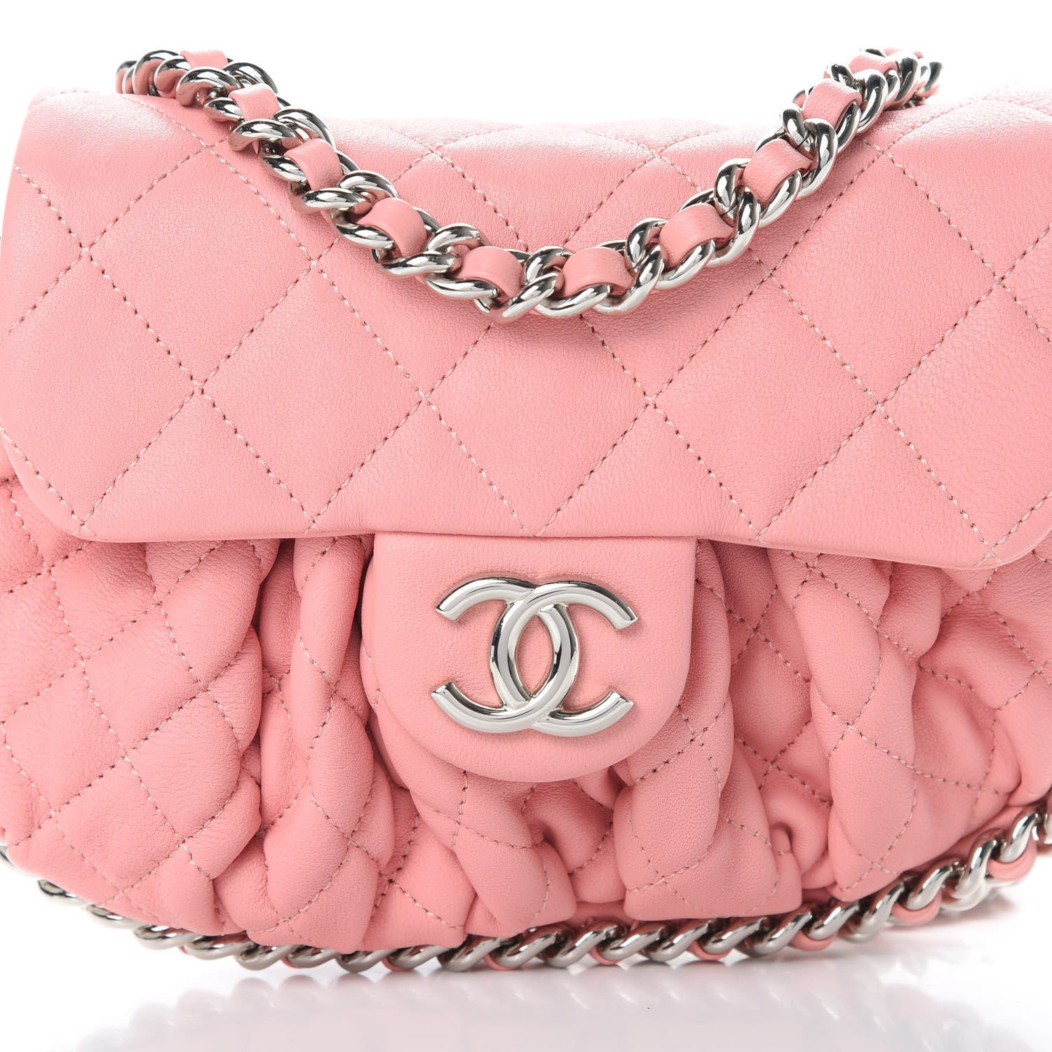 Chanel Washed Lambskin Quilted Mini Chain Around Messenger Pink 8 of 11