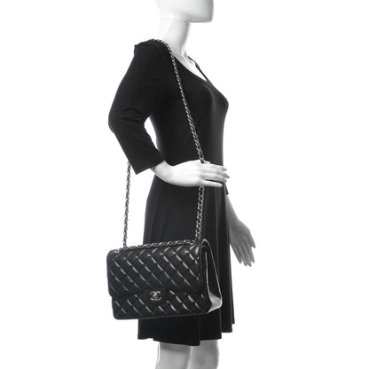 Chanel Lambskin Quilted Jumbo Double Flap Black 2 of 10