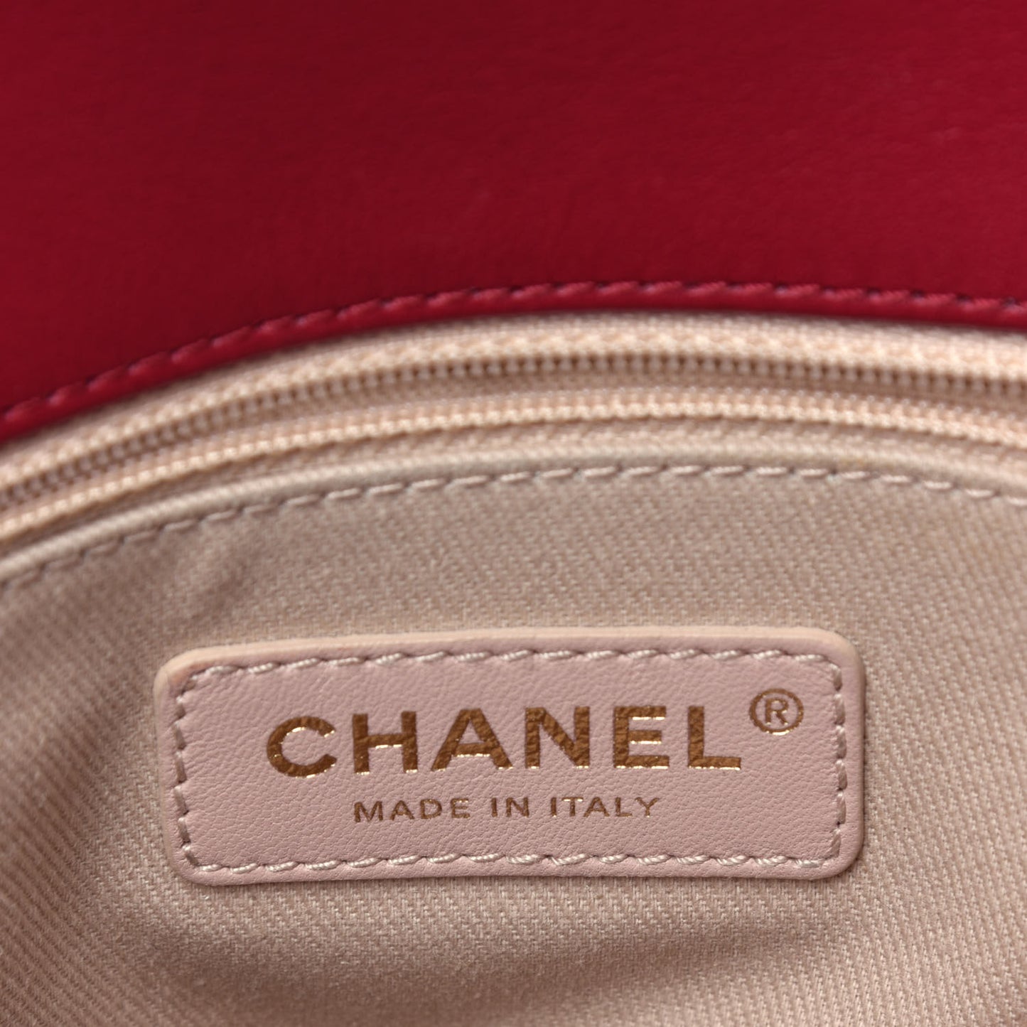 Calfskin Chevron Stitched Small Coco Flap Bag Red