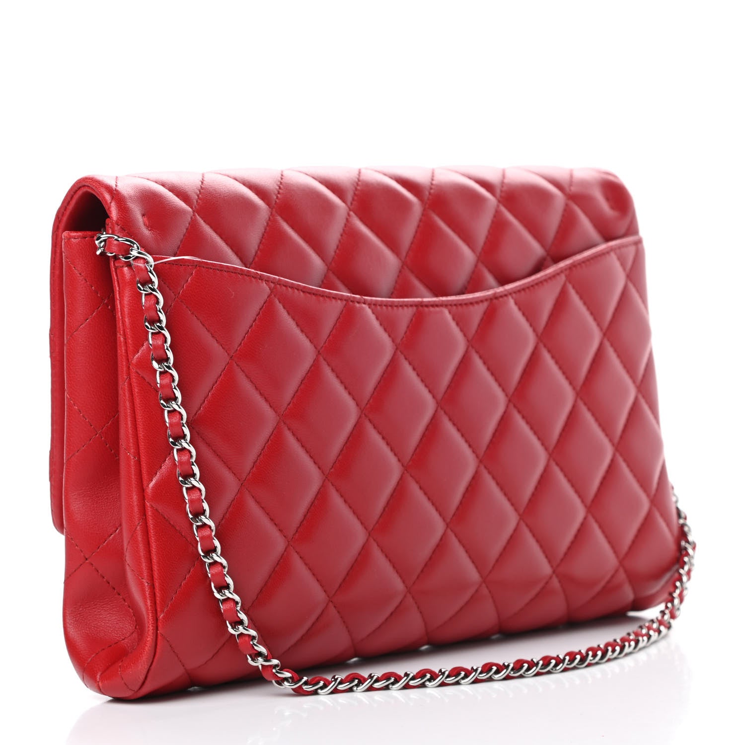 Chanel Lambskin Quilted Clutch With Chain Flap Red 3 of 13