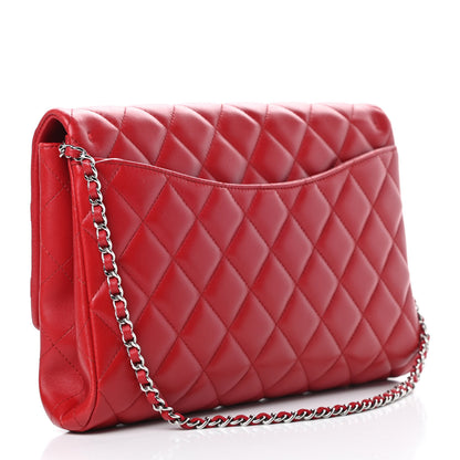 Chanel Lambskin Quilted Clutch With Chain Flap Red 3 of 13