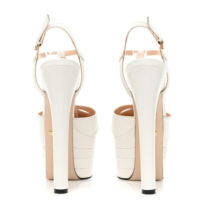 Gucci Malaga Kid Angel T-Strap Platform High Heel Pumps 36 Great White 4 of 15