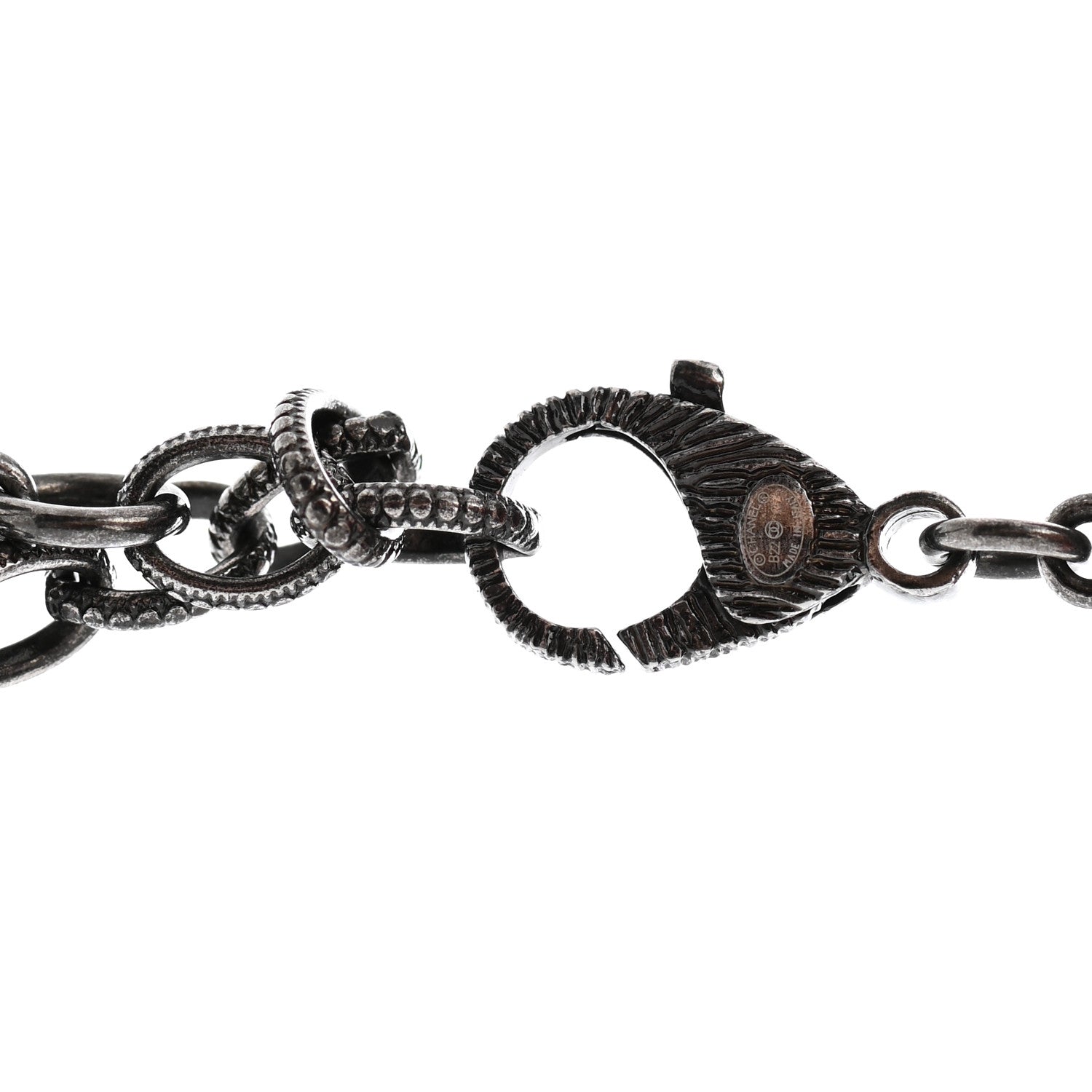 Chanel Strass Glass Pearl Lambskin Long Beaded CC Necklace Ruthenium Black Grey 6 of 7