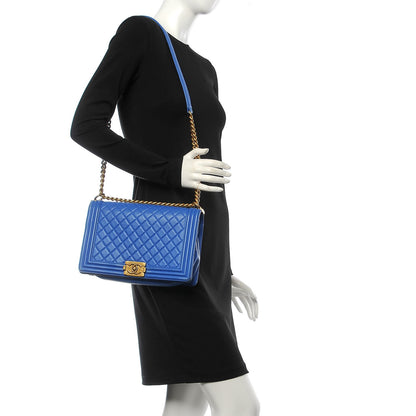 Chanel Lambskin Quilted New Medium Boy Flap Blue 2 of 19