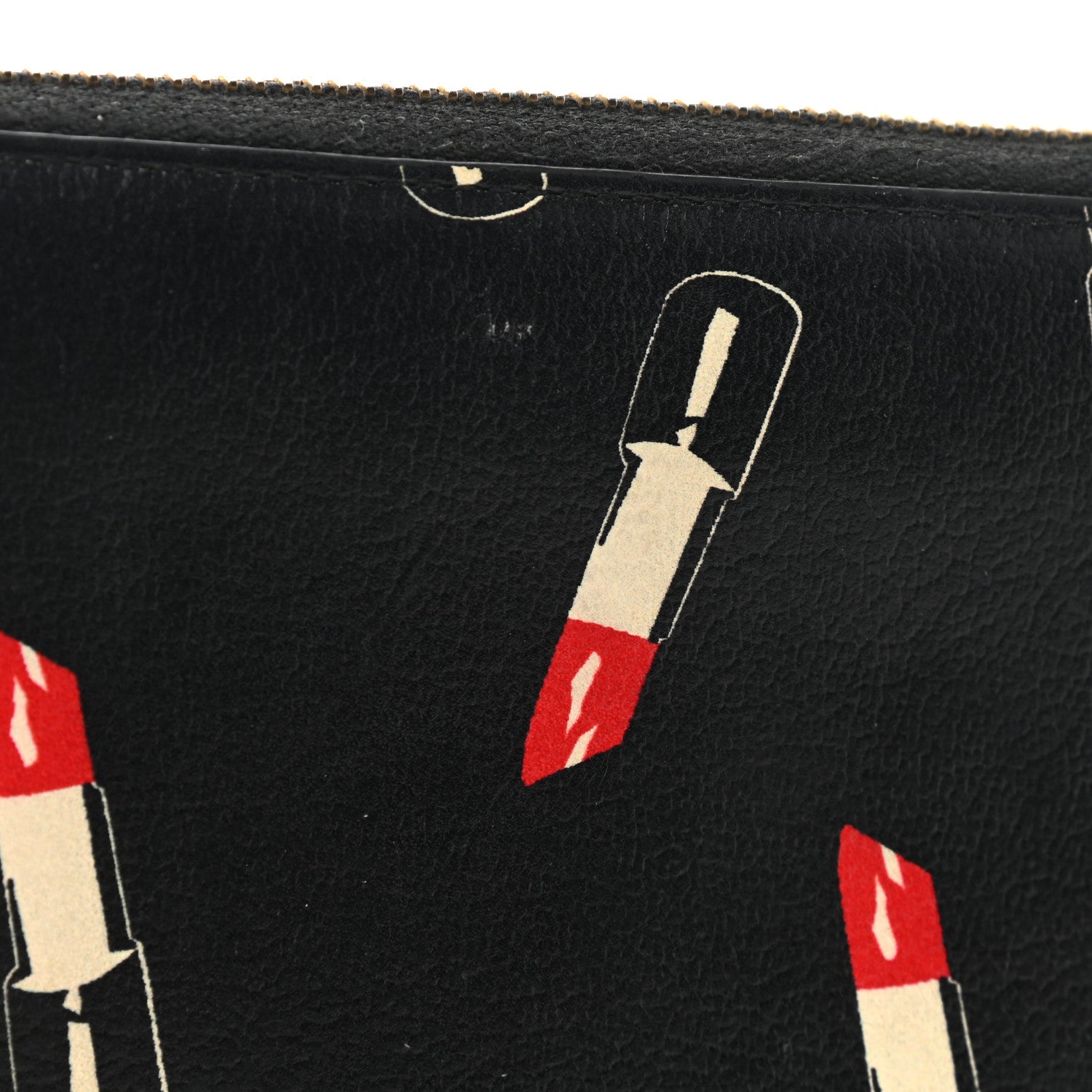 Saint Laurent Calfskin Lipstick Print Monogram Zip Around Wallet Black 7 of 7