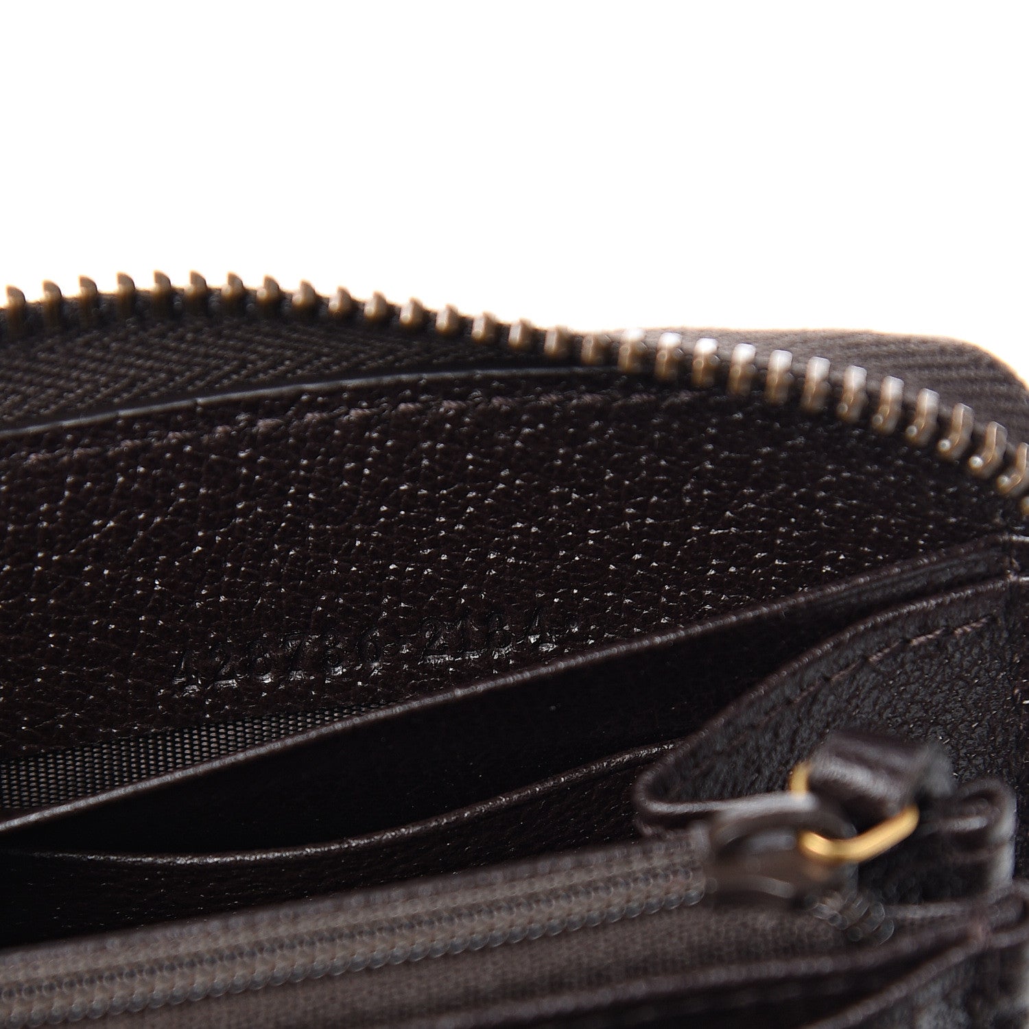 Gucci Dollar Calfskin Boar Effect GG Marmont Zip Around Wallet Dark Cocoa 6 of 6