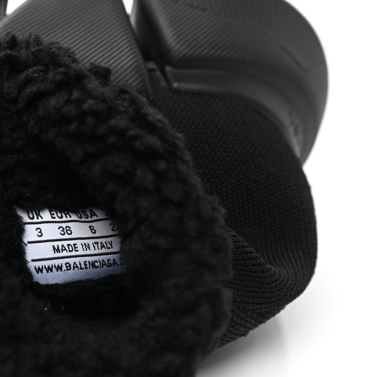 Balenciaga Technical 3D Recycled Knit Fake Fur Womens Speed 2.0 Sneakers 36 Monocolor Black 7 of 7