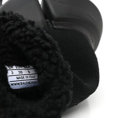 Balenciaga Technical 3D Recycled Knit Fake Fur Womens Speed 2.0 Sneakers 36 Monocolor Black 7 of 7