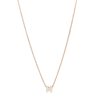 Hermes Lacquered Rose Gold Mini Pop H Pendant Necklace White 1 of 3