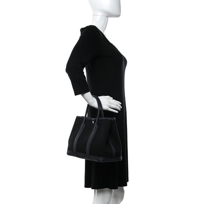 Hermes Chevron Herringbone Toile Negonda Garden Party 30 TPM Black Bleu Nuit 2 of 5