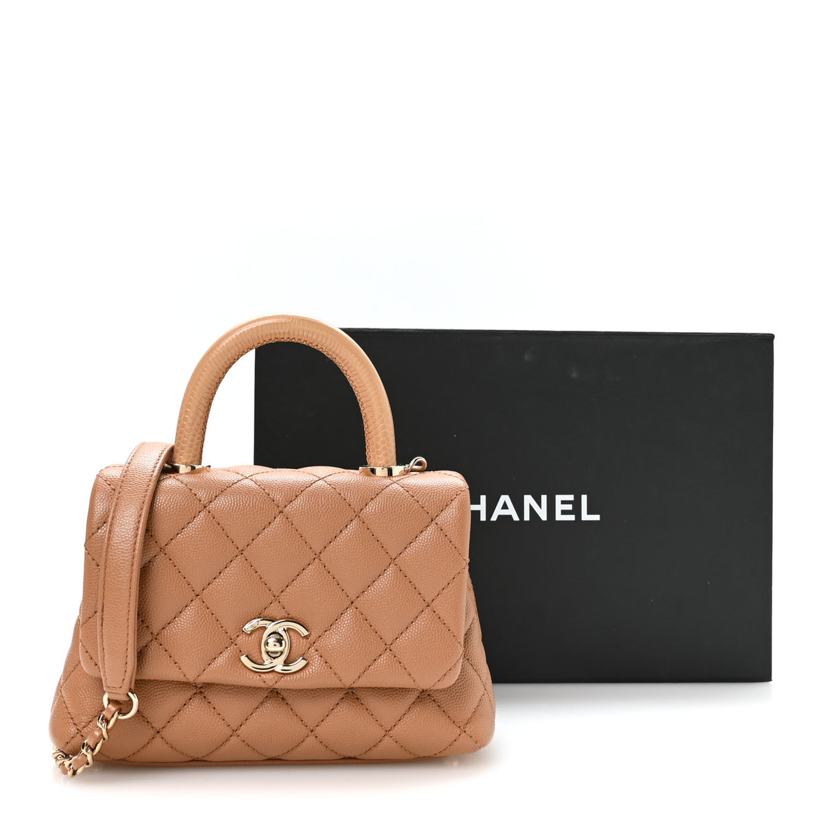 Chanel Caviar Lizard Embossed Quilted Extra Mini Coco Handle Flap Brown 11 of 11