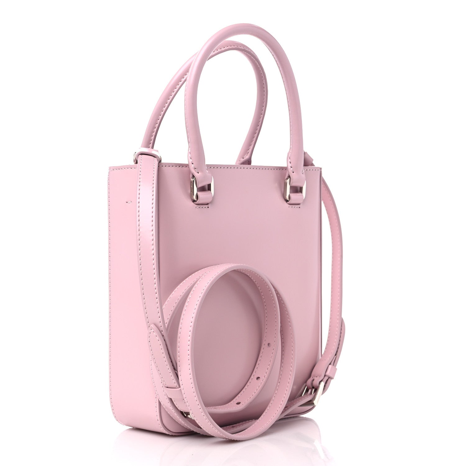Prada Spazzolato Triangle Small Double Handle Crossbody Tote Alabastro 3 of 8