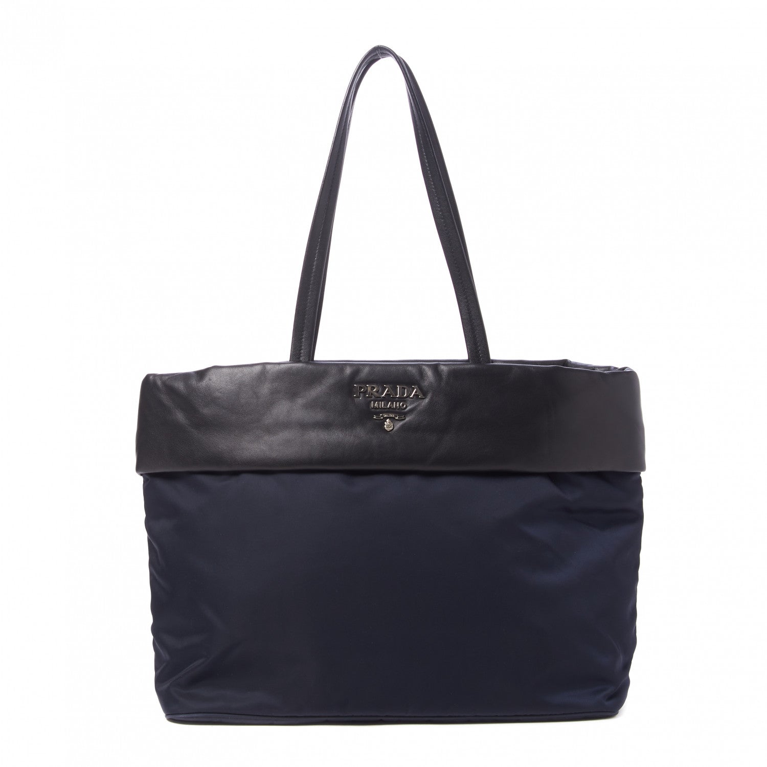 Prada Tessuto Nylon Nappa Tote Navy Black 1 of 8