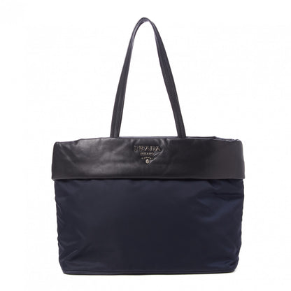 Prada Tessuto Nylon Nappa Tote Navy Black 1 of 8