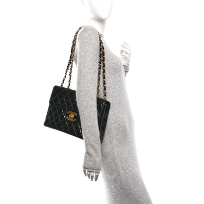 Chanel Patent Quilted XL Jumbo Single Flap Black 2 of 11
