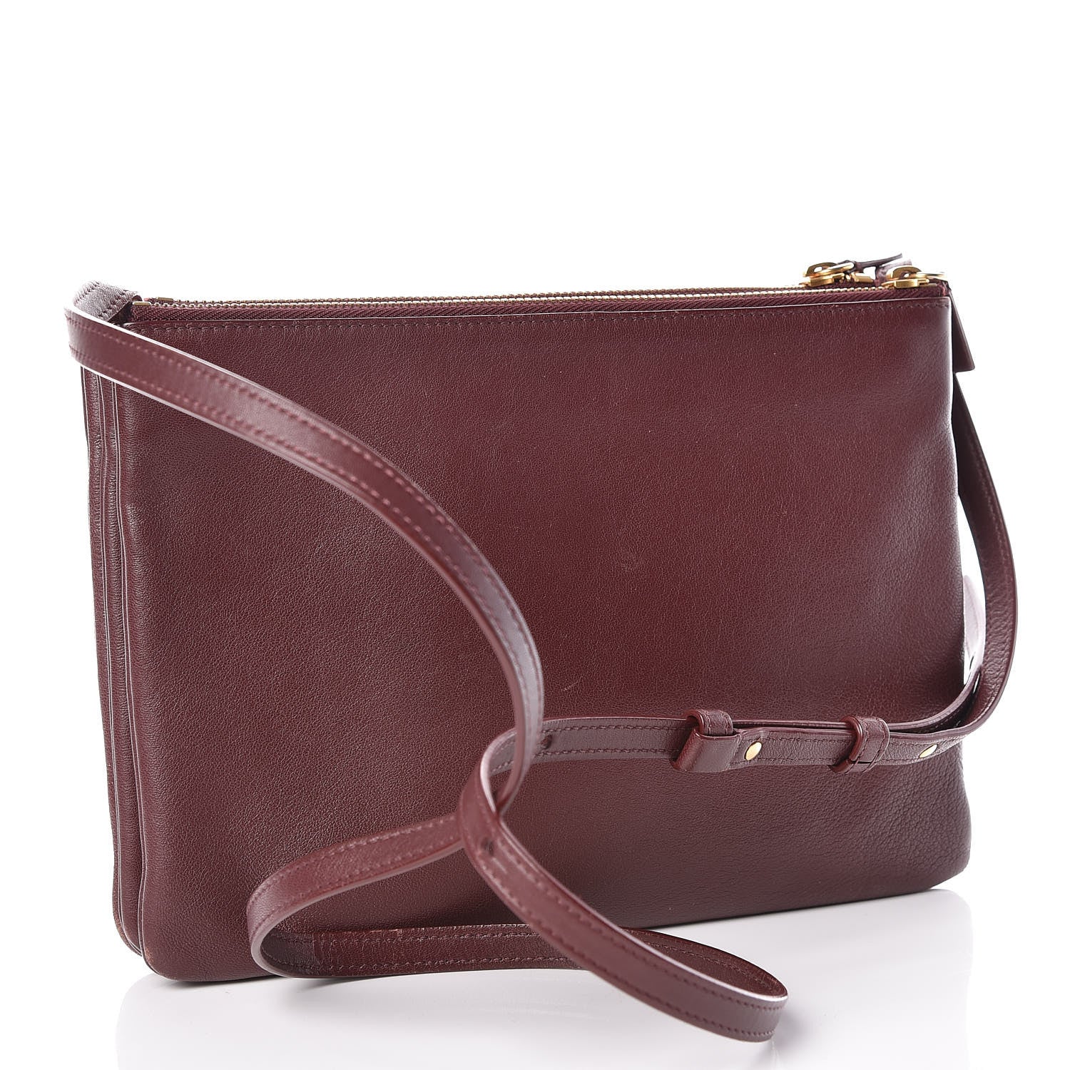 Celine Lambskin Large Trio Crossbody Bag Burgundy 3 of 12