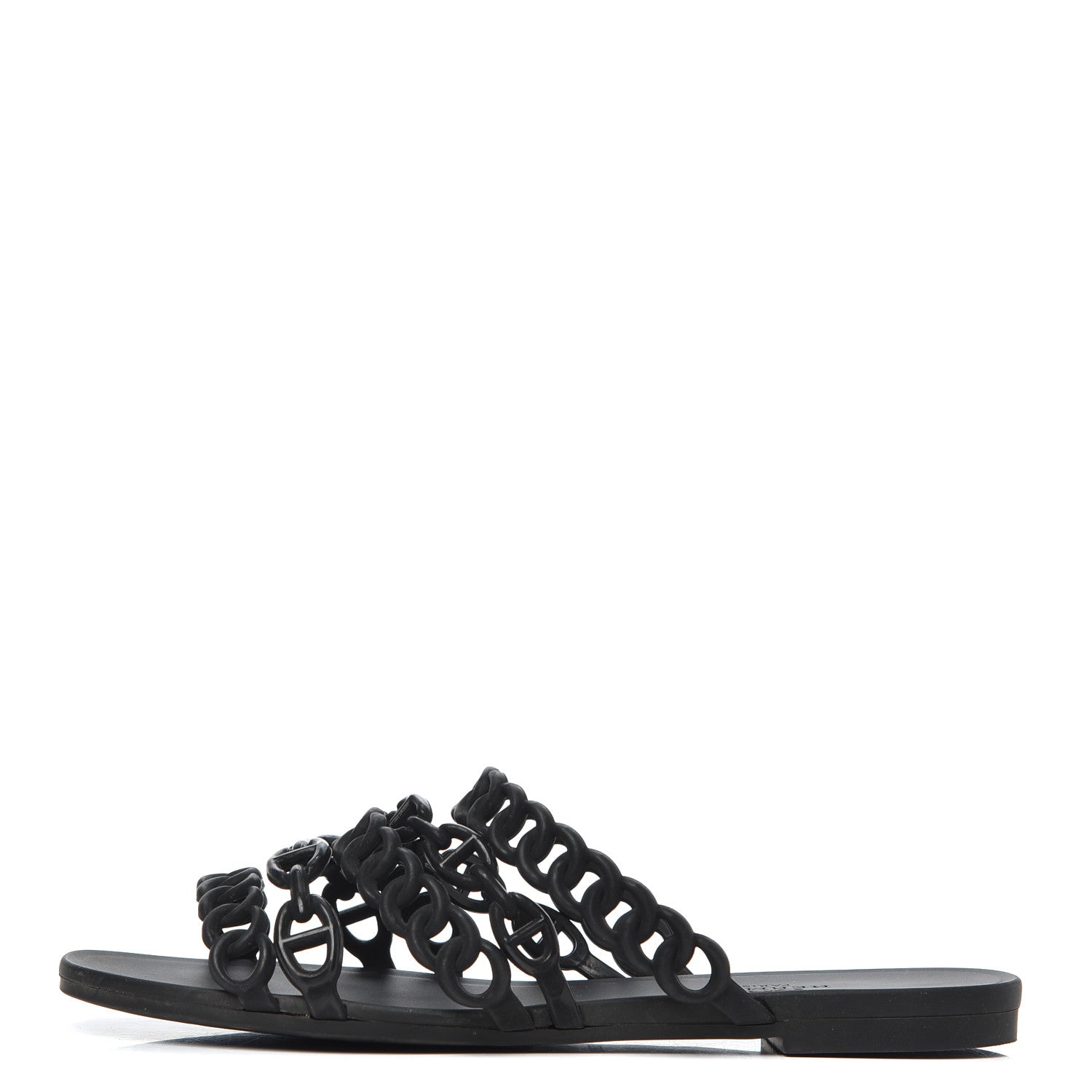 Hermes Rubber Chaine d'Ancre Nude Sandals 36 Black 1 of 16