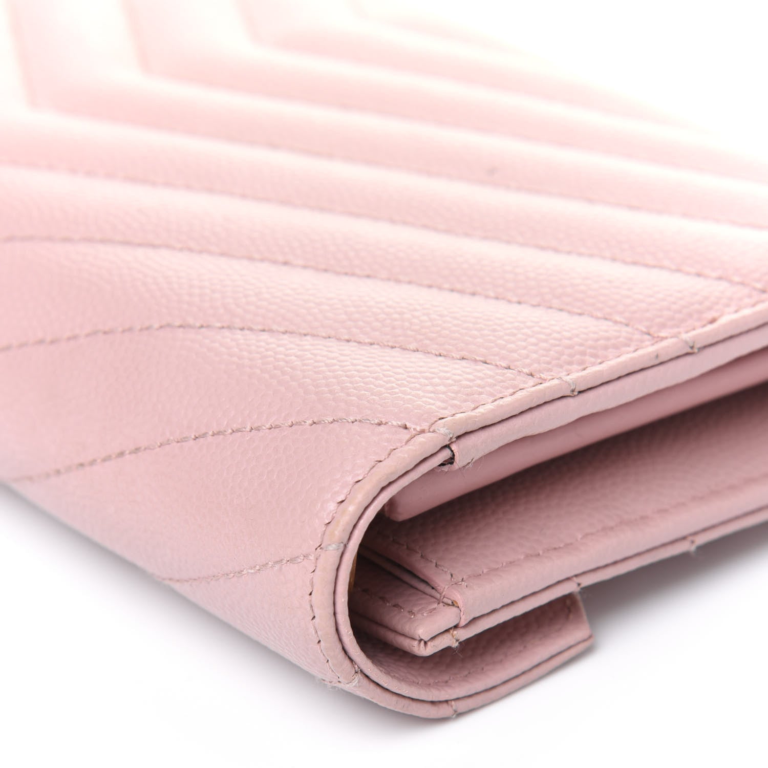 Saint Laurent Grain De Poudre Matelasse Chevron Monogram Flap Wallet Pale Pink 14 of 20