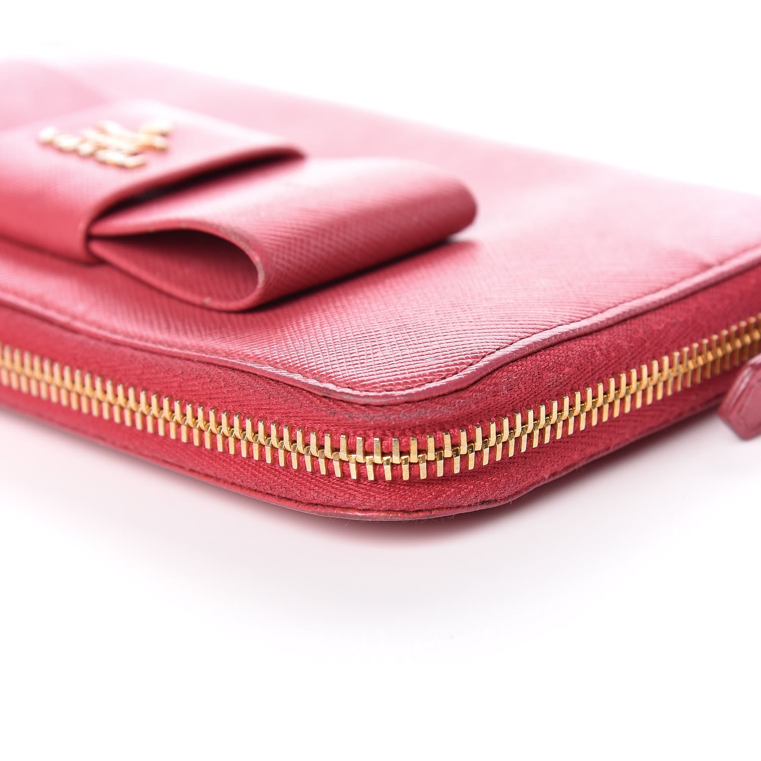 Prada Saffiano Fiocco Bow Zip Around Wallet Peonia 11 of 15