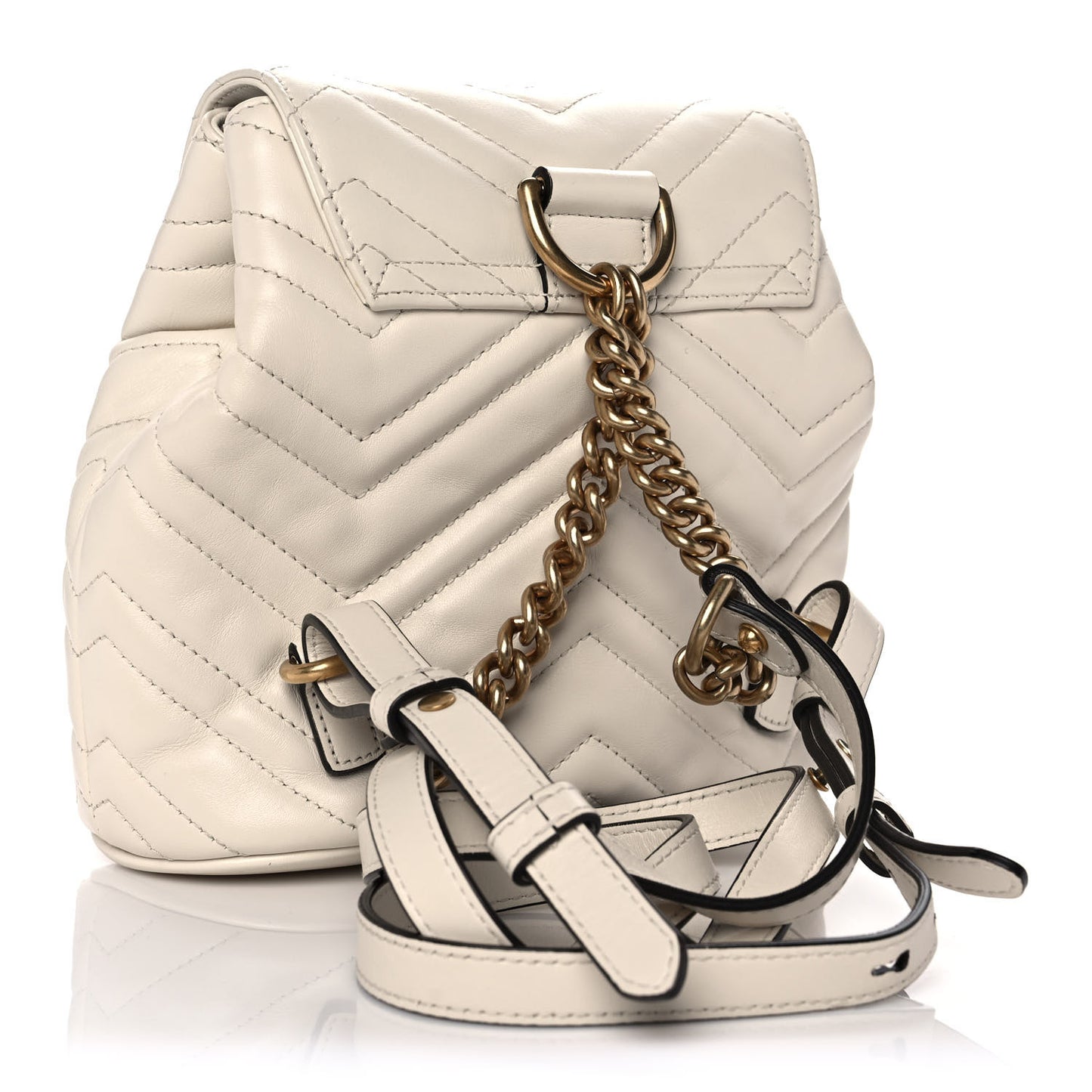 Calfskin Matelasse GG Marmont Flap Backpack White