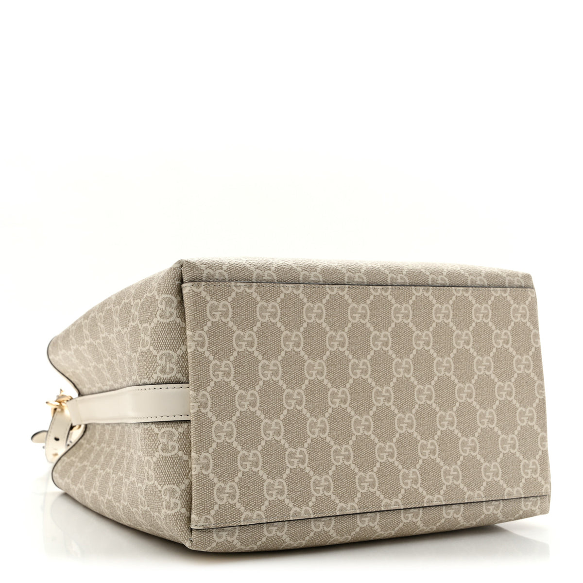 GG Supreme Monogram Medium Emblem Bucket Bag Beige White