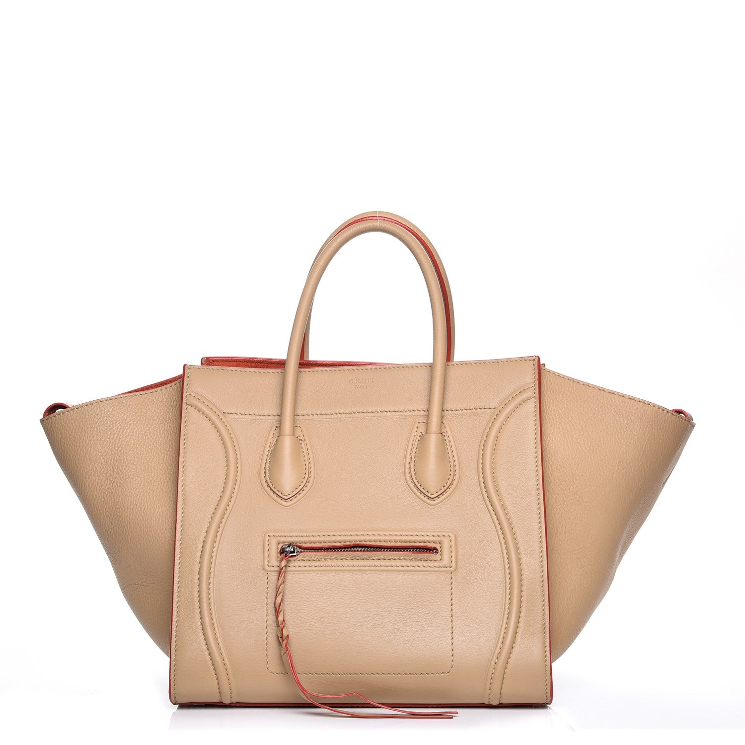 Celine Supple Calfskin Medium Phantom Luggage Beige Orange Trim 1 of 7