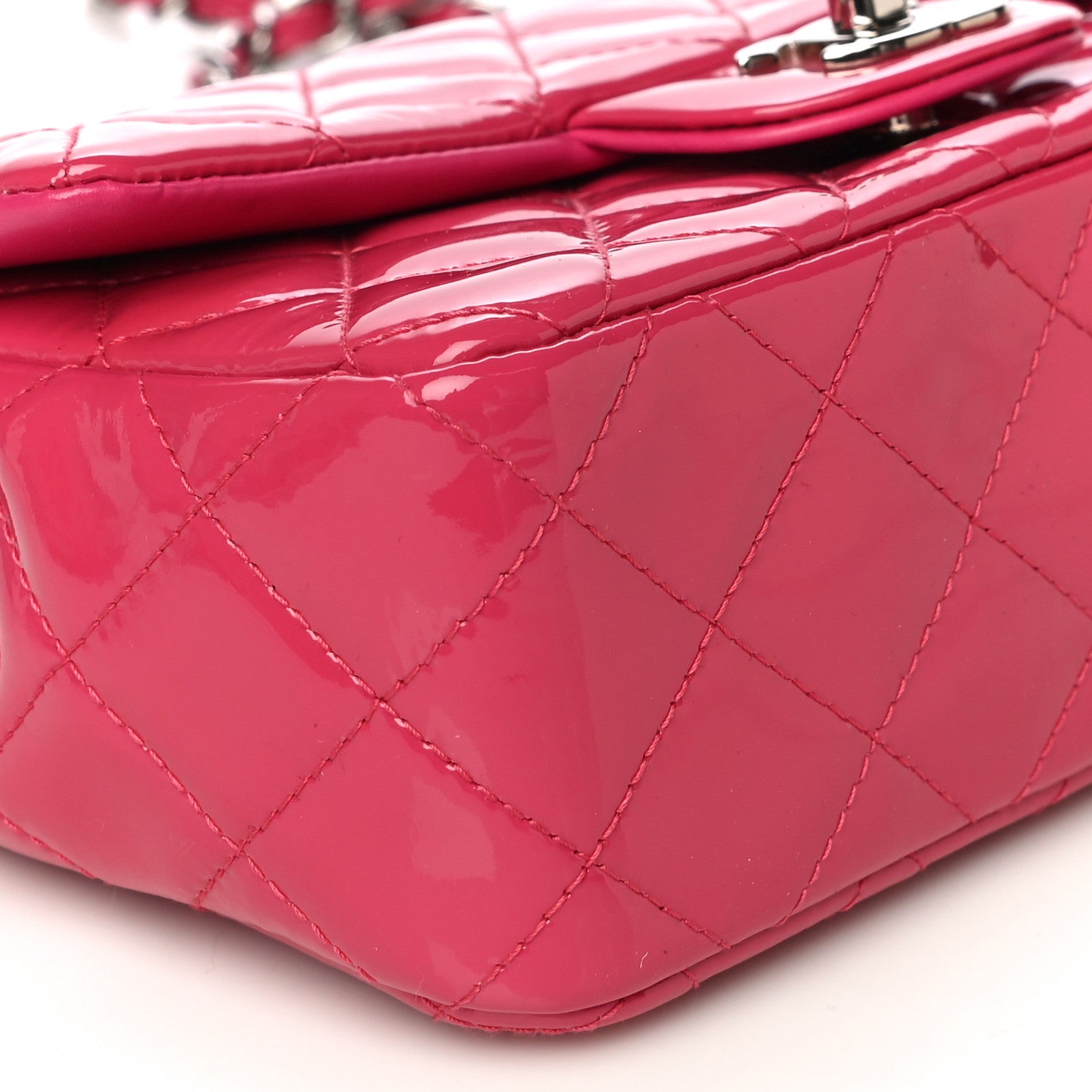 Chanel Patent Calfskin Quilted Mini Rectangular Flap Pink 9 of 11