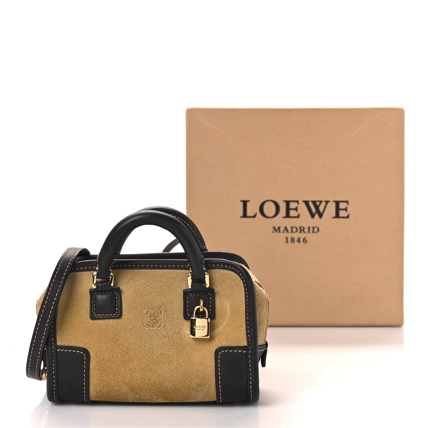 Suede Calfskin Amazona Nano Gold Brown
