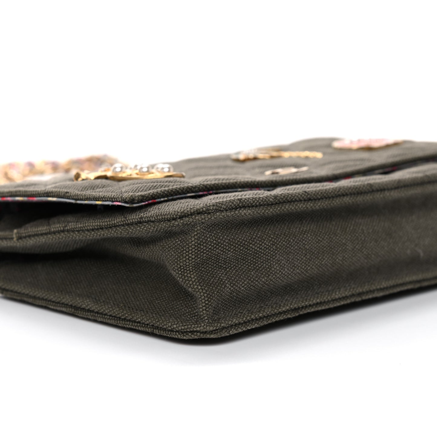 Canvas Quilted Coco Cuba Charms Wallet On Chain WOC Khaki