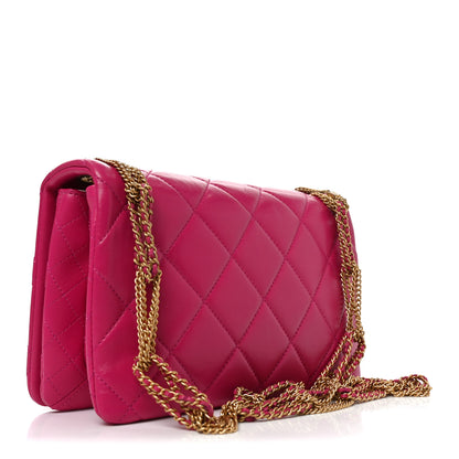 Chanel Lambskin Quilted On And On Small Chain Flap Fuchsia 3 of 10