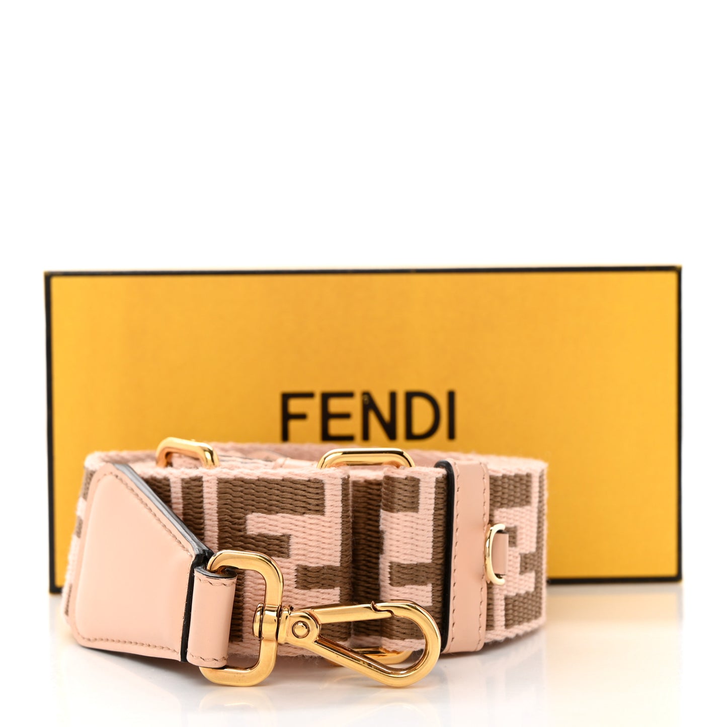 Jacquard Ribbon Vitello King FF Bi-Color Intreccio Adjustable Strap You Light Rose Camel