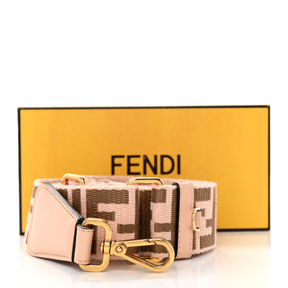 Fendi Jacquard Ribbon Vitello King FF Bi-Color Intreccio Adjustable Strap You Light Rose Camel 7 of 7