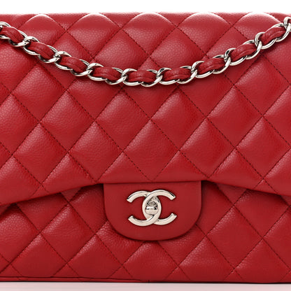Chanel Caviar Quilted Jumbo Double Flap Dark Red 8 of 10