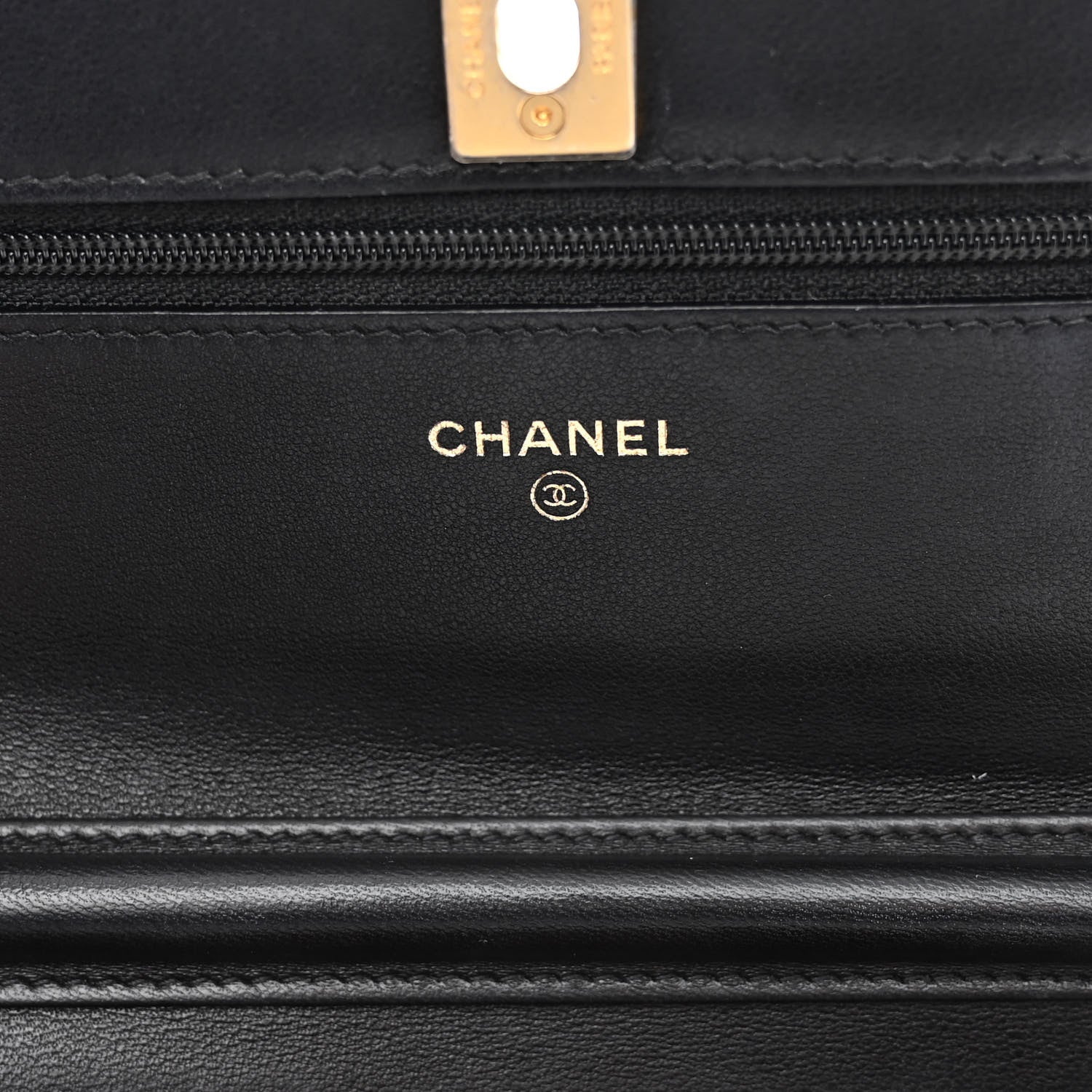 Chanel Lambskin Quilted CC Pearl Crush Wallet on Chain WOC Black 6 of 10