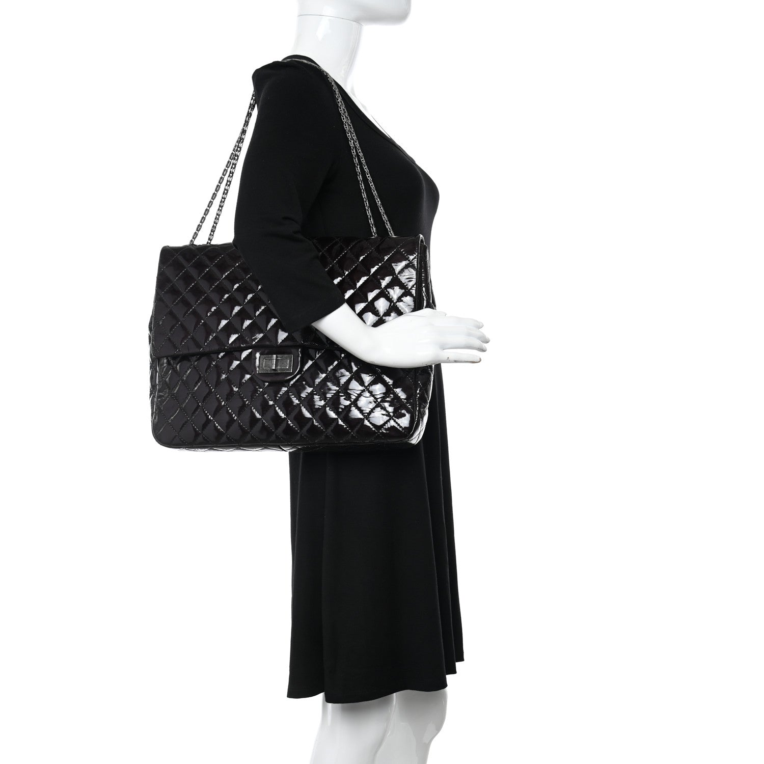 Chanel Patent Quilted Reissue XL Maxi Flap Black 2 of 10